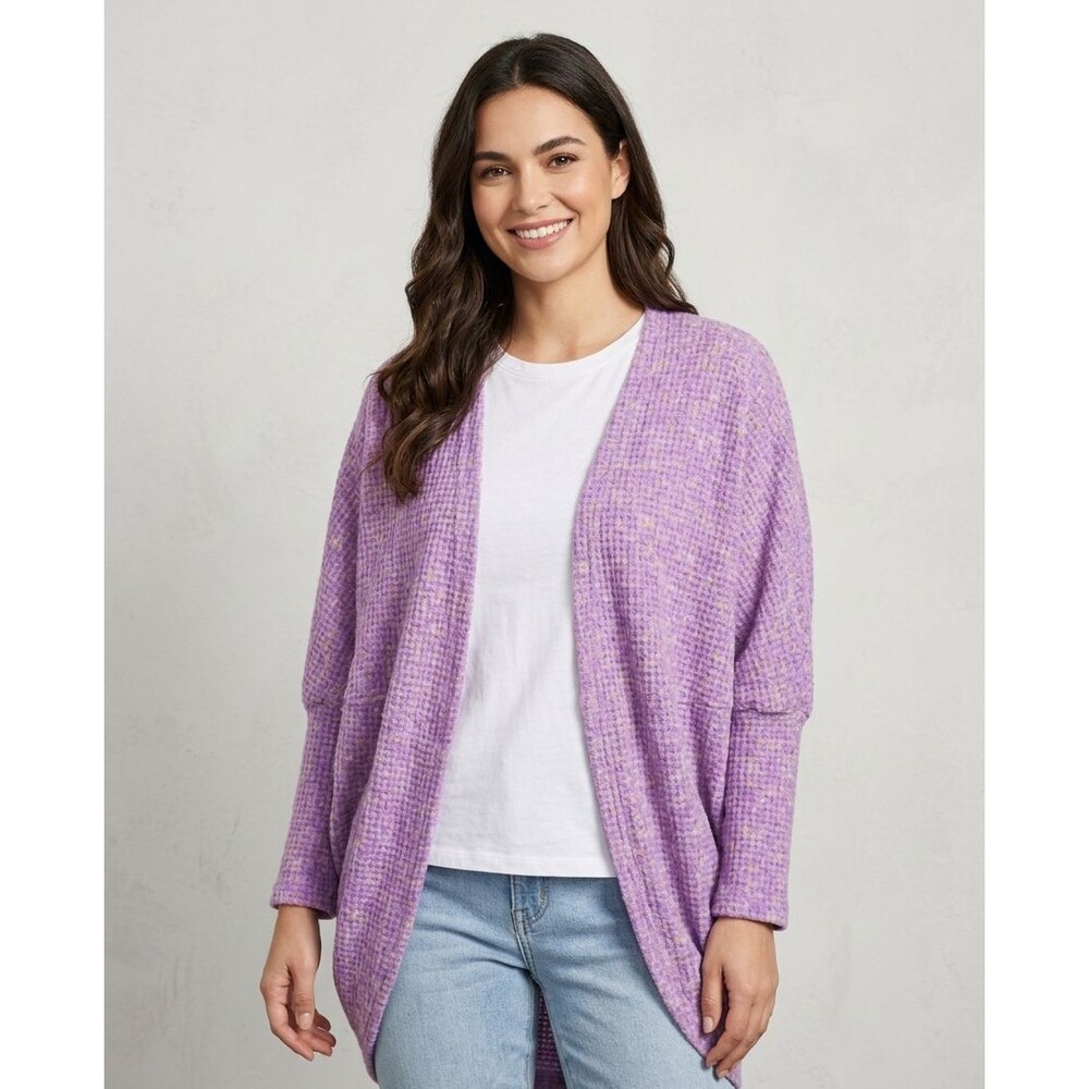 ChicMe Purple Waffle Knit Cocoon Cardigan Sweater Marled Lilac Oversized M/L